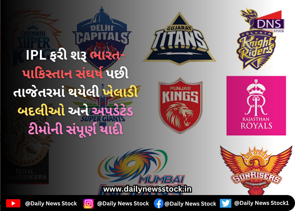 IPL 2025 : IPL ફરી શરૂ ભારત-પાકિસ્તાન સંઘર્ષ પછી તાજેતરમાં થયેલી ખેલાડી બદલીઓ અને અપડેટેડ ટીમોની સંપૂર્ણ યાદી
