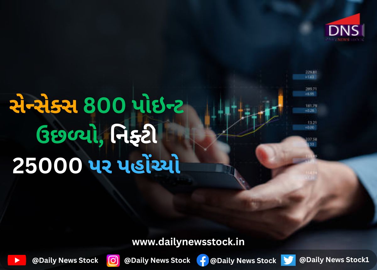 Stock : સેન્સેક્સ 800 પોઇન્ટ ઉછળ્યો, નિફ્ટી 25000 પર પહોંચ્યો