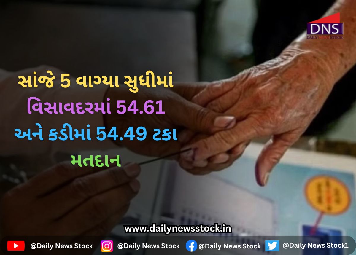 Gujarat : સાંજે 5 વાગ્યા સુધીમાં વિસાવદરમાં 54.61 અને કડીમાં 54.49 ટકા મતદાન